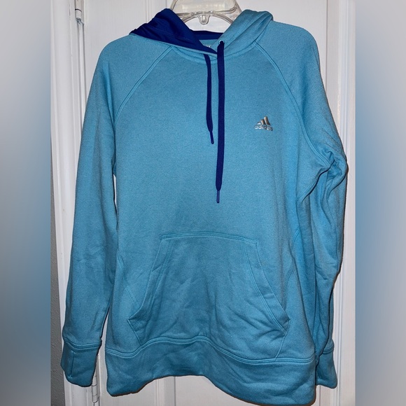 VTG Adidas Light Blue Hoodie - Picture 1 of 9